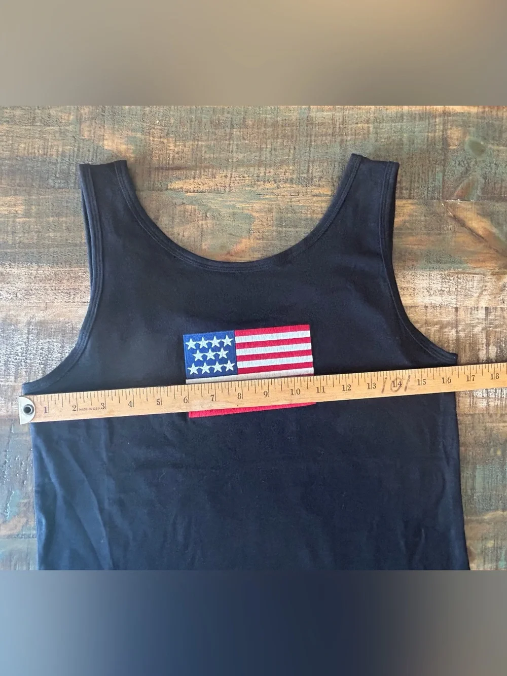 New Zenana Embroidered American Flag Patch Black Tank Top Patriotic Size L